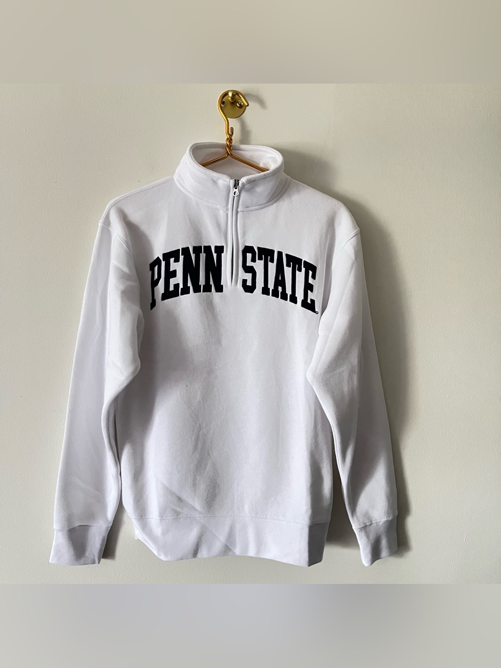NWT Penn State White Navy Quarter Zip Unisex Pullover Sweatshirt XS